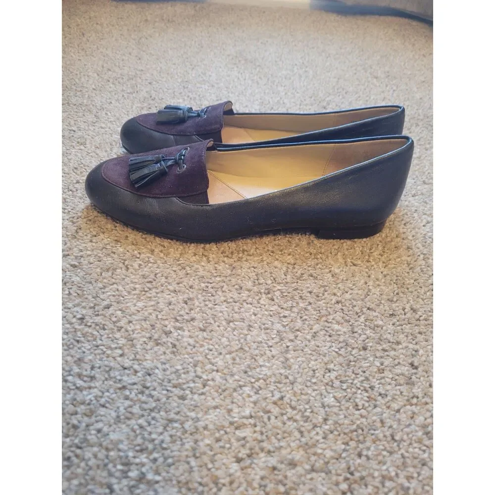 Trotters Signature Womens Loafers Size 7N Black Leather Suede Tassel Flats